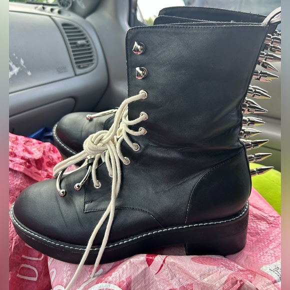 Current Mood Dollskill Spiked Punk body piercing goth boots sz 10 vegan leather - Picture 4 of 6
